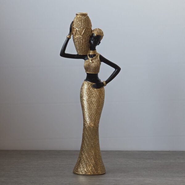 Afrikaanse vrouw goud 28 cm mand op de schouder