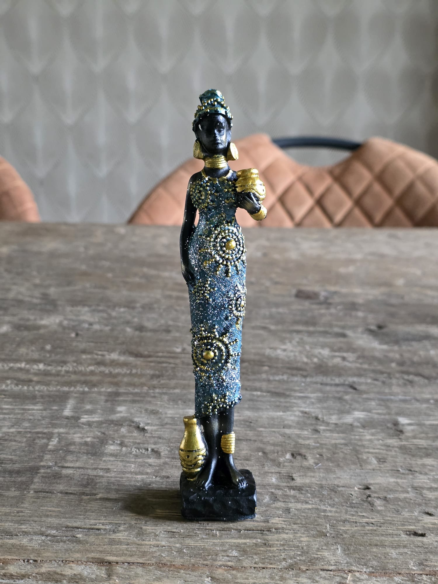 Afrikaanse vrouw glamour blauw h18,6cm - Fleurig en Mooi
