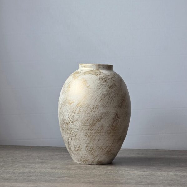 Metalen vaas wit goud gemêleerd 23 cm