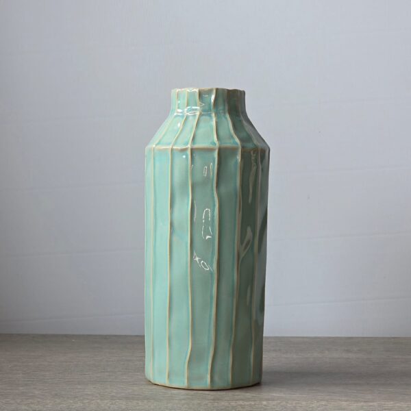 Vintage Scandinavische vaas turquoise zeegroen 26 cm