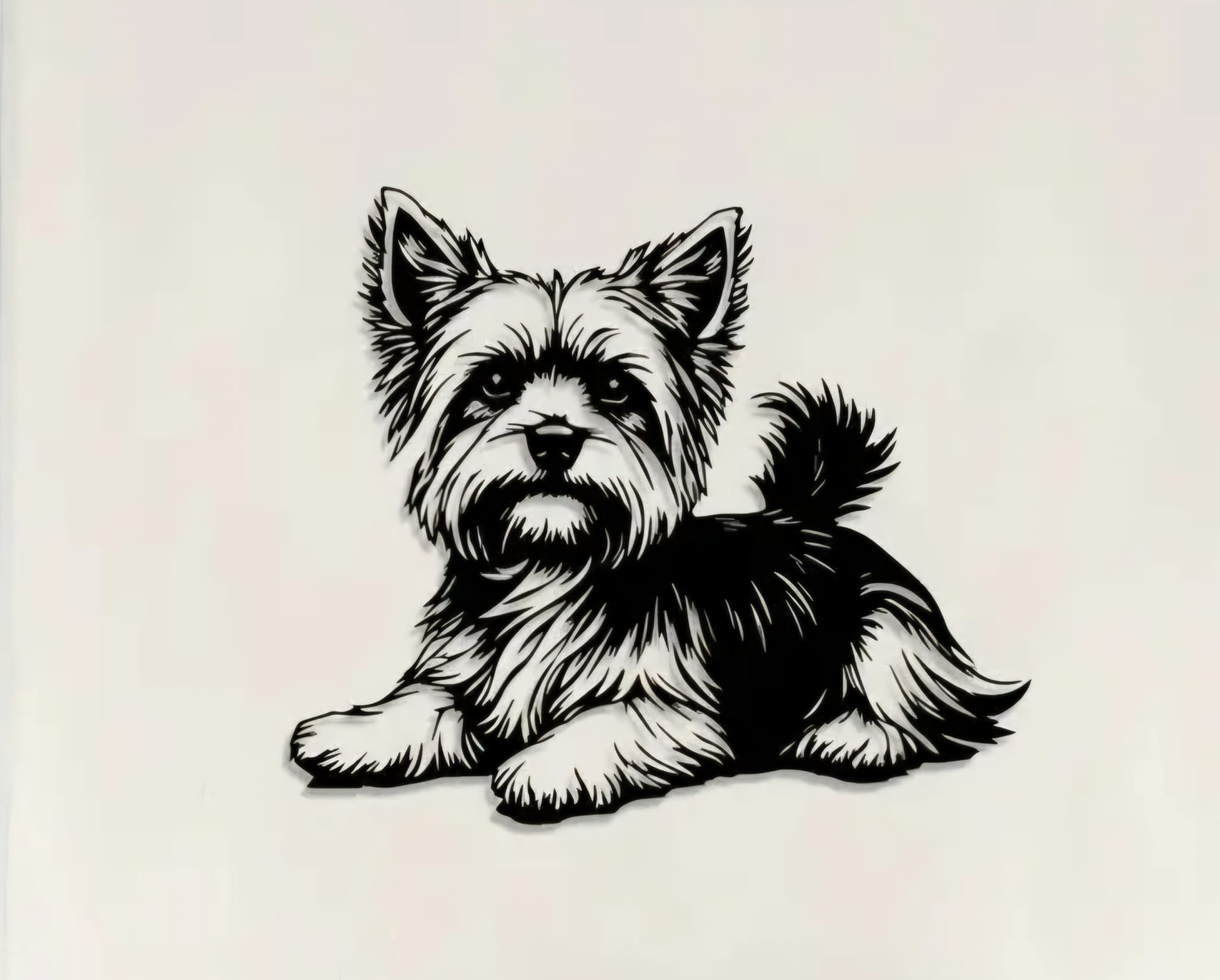 Wanddecoratie metaal zwart (b30cm) Yorkshire terrier - Fleurig en Mooi