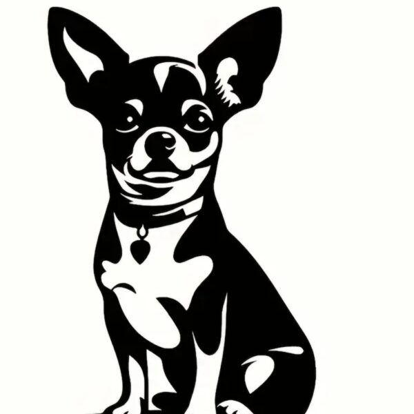 Zwart metalen wanddecoratie hondje Chihuahua