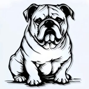 Zwart metalen wanddecoratie van een Engelse Bulldog