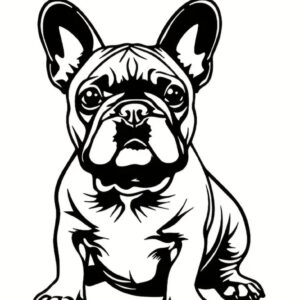 Zwart metalen wanddecoratie van een French Bulldog