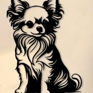Zwart metalen wanddecoratie hondje Chihuahua