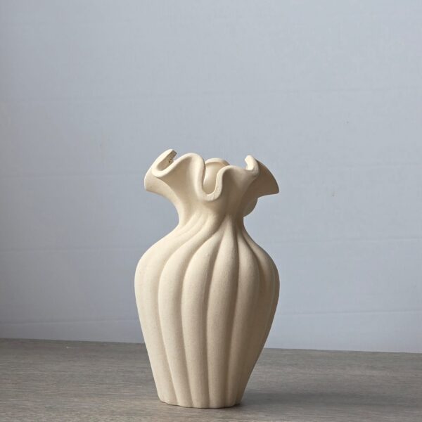 Landelijke beige abstracte vaas 20 cm