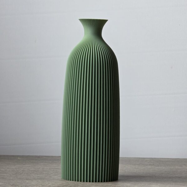 3D-geprinte ribbelvaas groen 22 cm