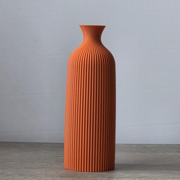 3D-geprinte ribbelvaas oranje 22 cm