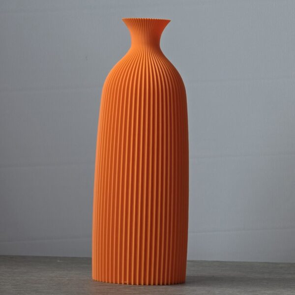 3D-geprinte ribbelvaas feloranje 22 cm