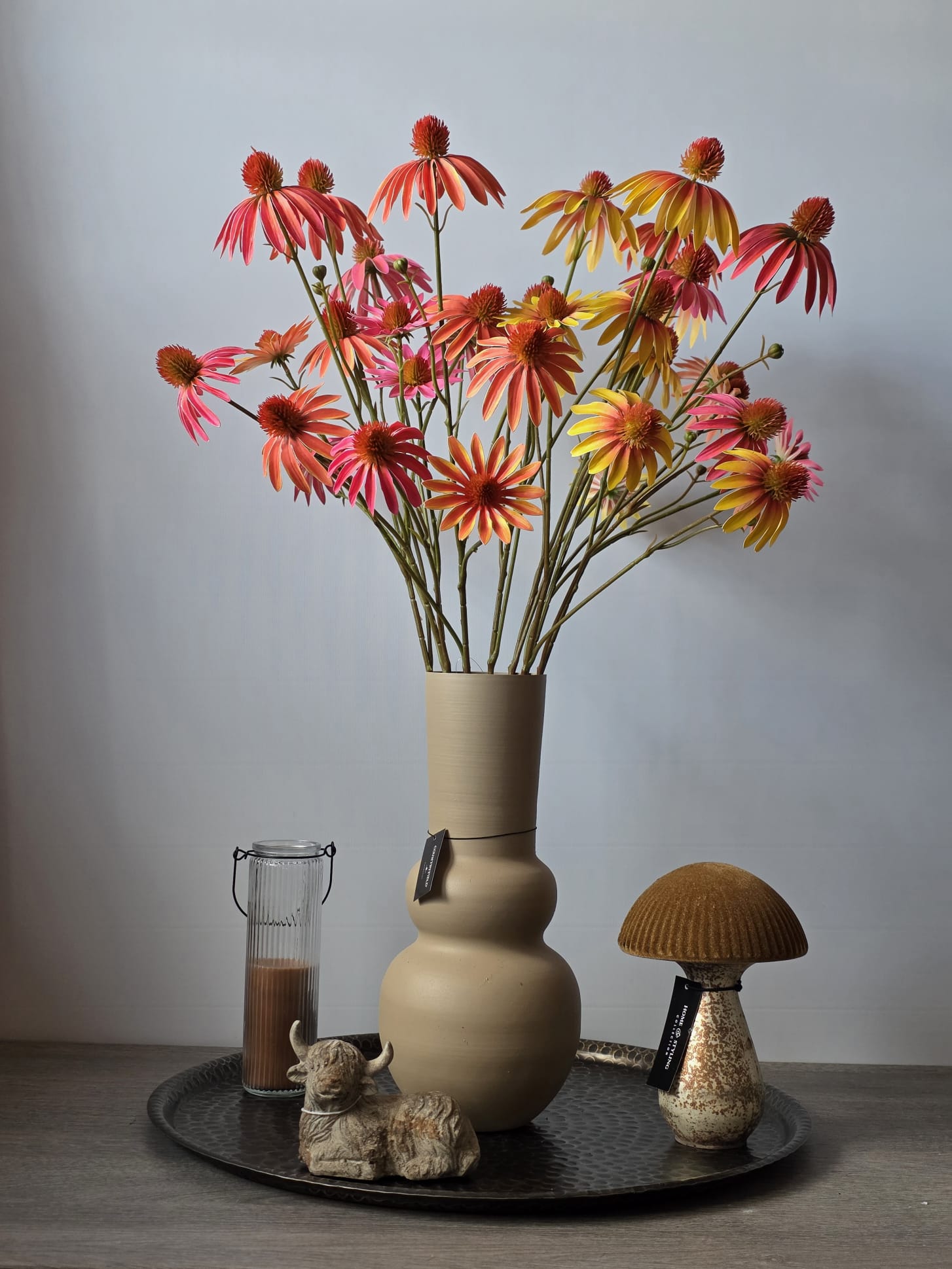 Kunstbloem echinacea Roze Fuchsia en Geel MH Agentuur 76cm - Fleurig en Mooi