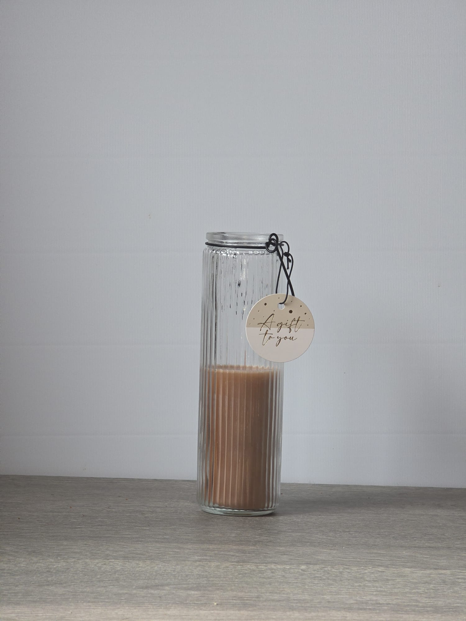 Wax Candle Tube Dirk Core Home Society Taupe h205 x 6cm - Fleurig en Mooi
