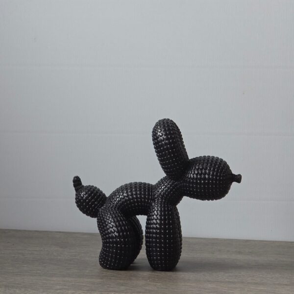Balloon Dog Black poepend – Pop Art beeldje met reliëfstructuur