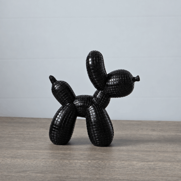 Balloon Dog Black staand – Pop Art beeldje met reliëfstructuur