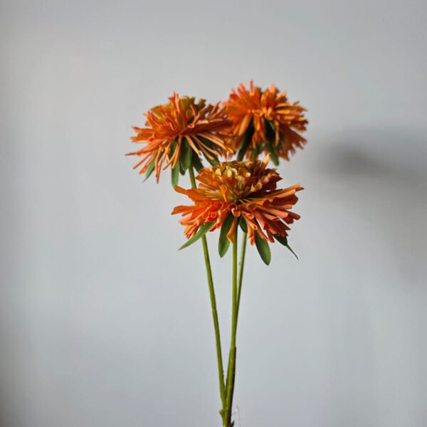 Kunstbloem Zinnia Duplica Oranje – 3 bloemen – 65 cm