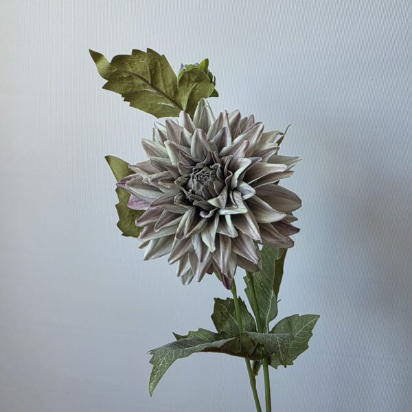 Dahlia paars groen kunstbloem met knop – 66 cm