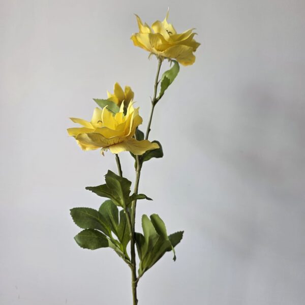 Klimroos kunstbloem 3 bloem geel – 64 cm